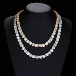 Man wearing 10/12mm Iced Out Halo Tennis Chain - Hip Hop Jewelry - Miles Jewellery