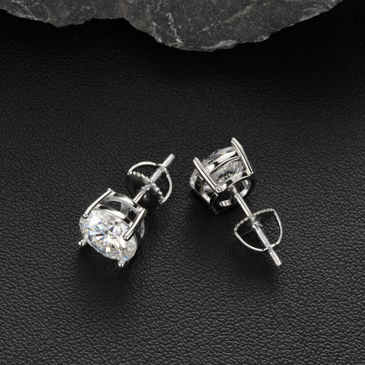 Pendientes de moissanita VVS talla redonda de 8mm – Plata de ley 925