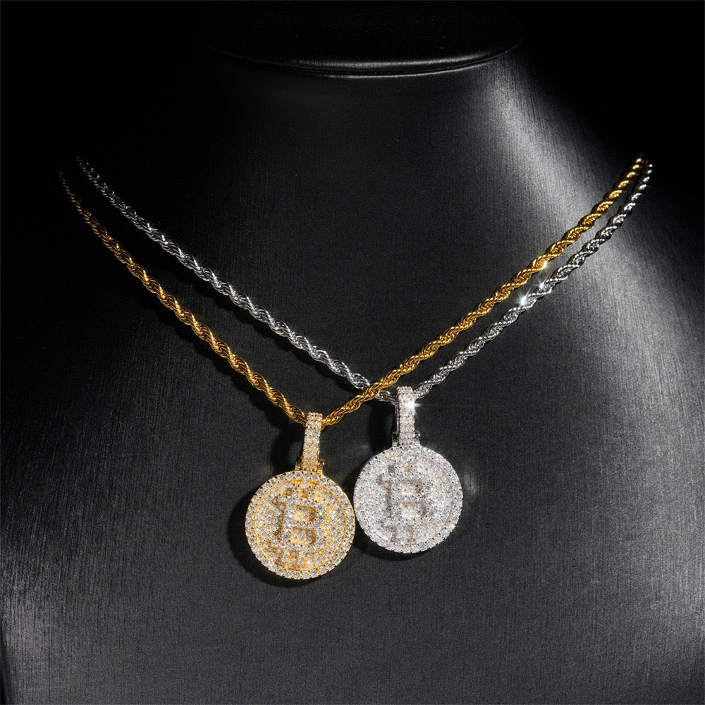 Moissanite Bitcoin Pendant 925 Sterling Silver — product image 3