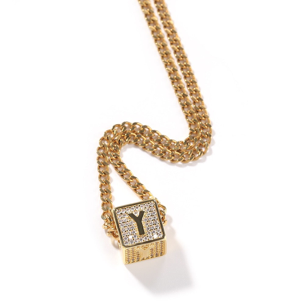 Iced Alphabet Block Pendant