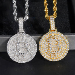 Moissanite Bitcoin Pendant 925 Sterling Silver — product image 4