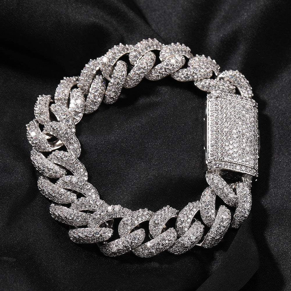 18mm Iced Box Clasp Cuban Chain Necklace