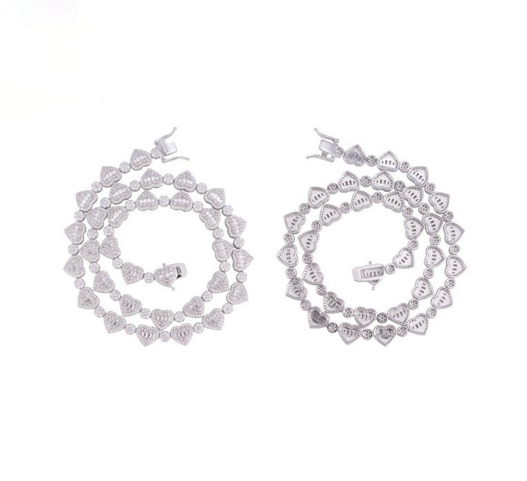 8.5mm Moissanite Heart Link Tennis Chain