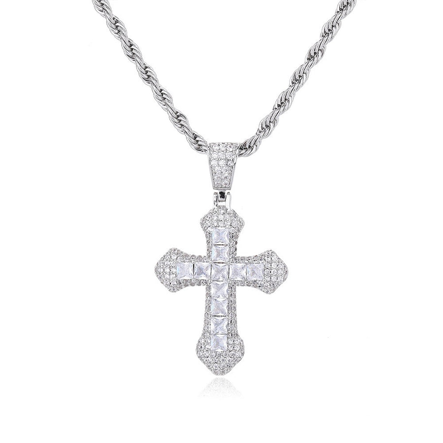 Colgante de cruz de colores pavé