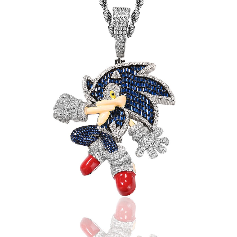 Iced Cartoon Hedgehog Pendant