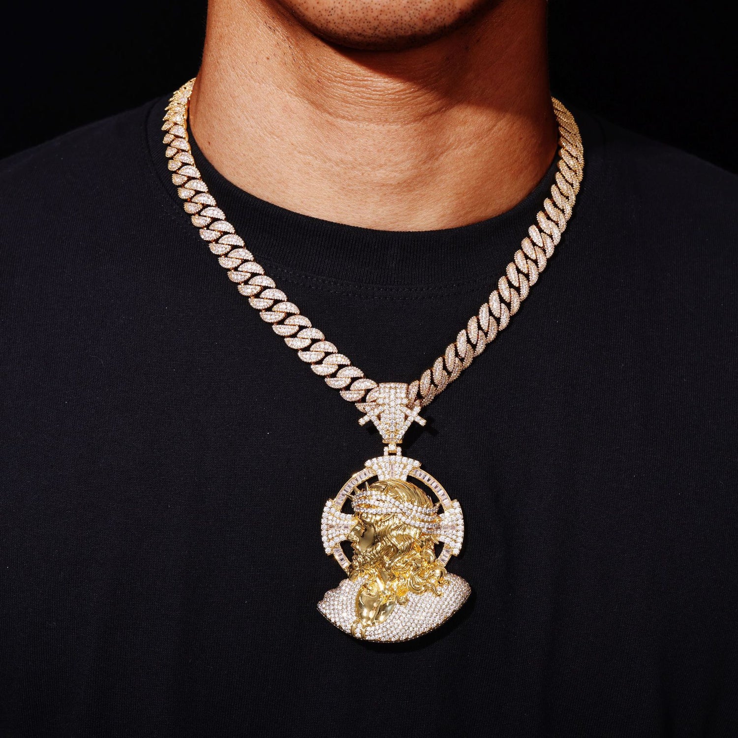 Iced 3D Crown of Thorns Jesus Pendant