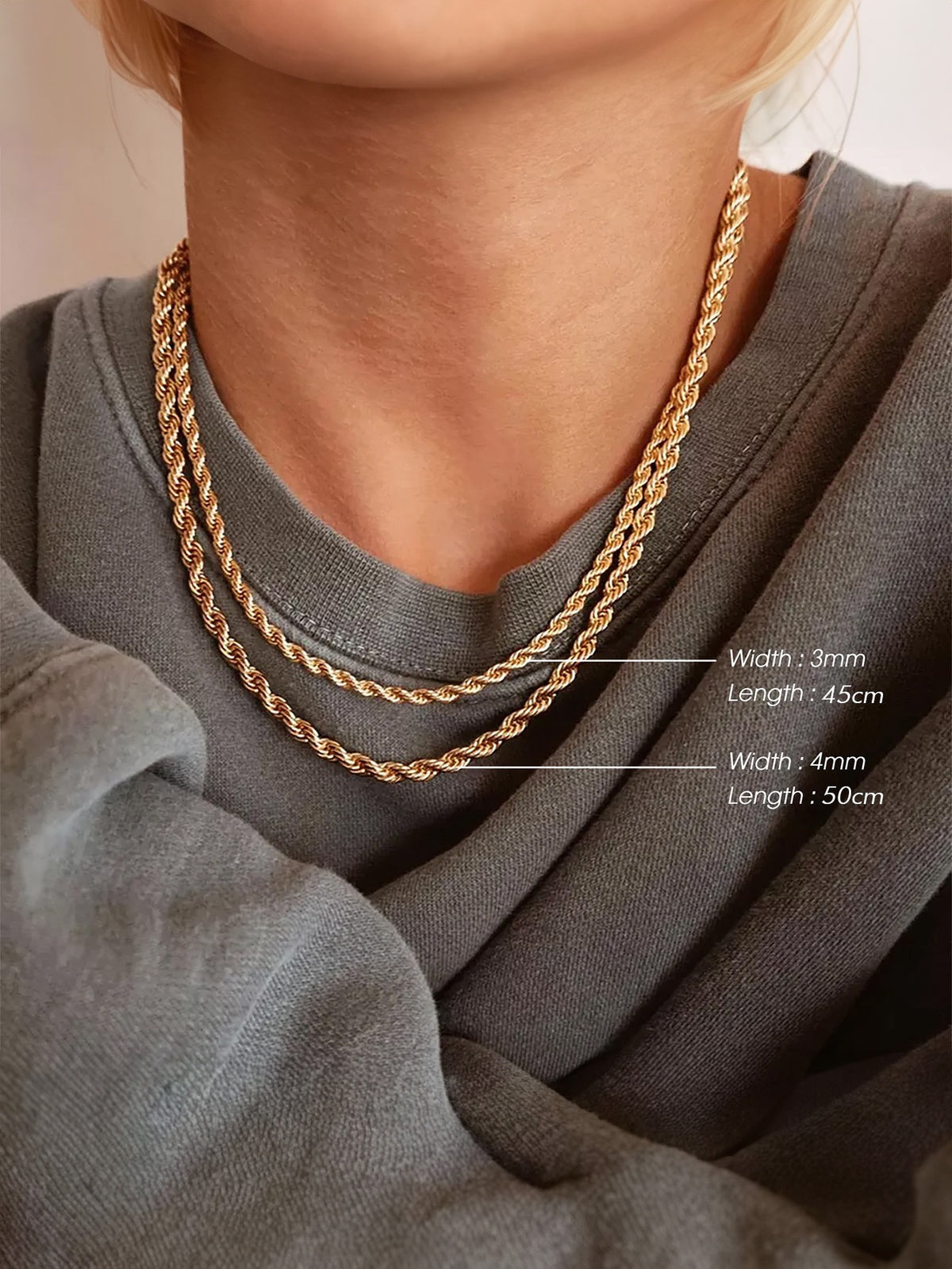 2-5mm Rope Chain Necklace