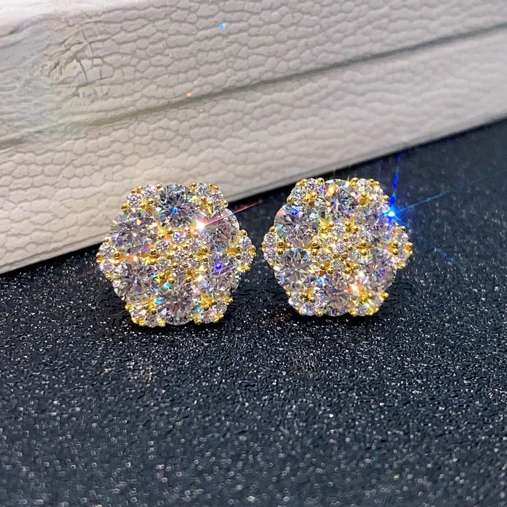 Moissanite Flower Stud Earrings S925 Sterling Silver - Screw Back — product image 5