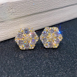 Moissanite Flower Stud Earrings S925 Sterling Silver - Screw Back — product image 5