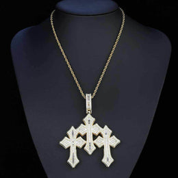 Iced Out 3 Cross Pendant- Miles Jewellery