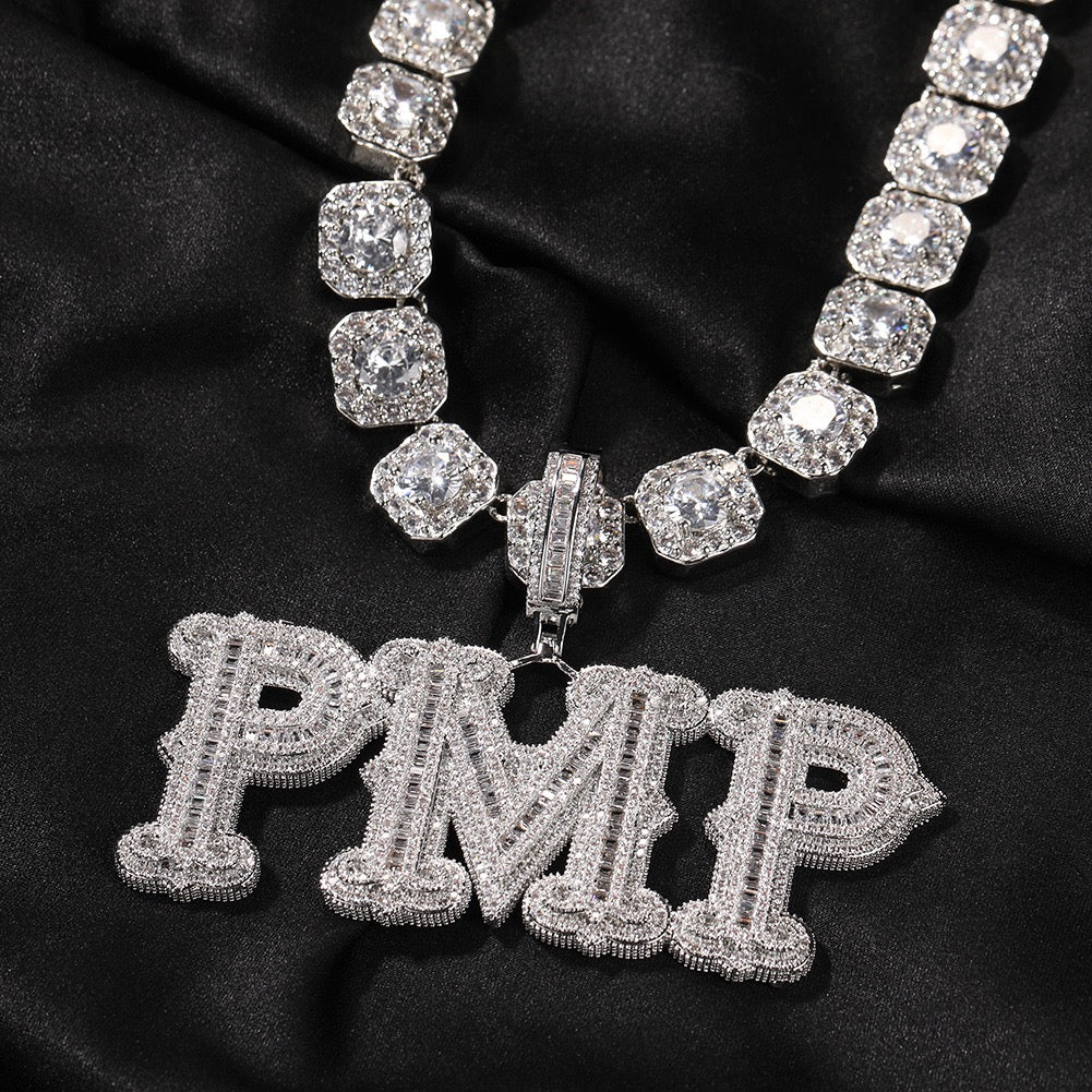 Custom Baguette Zircon Letter Pendant