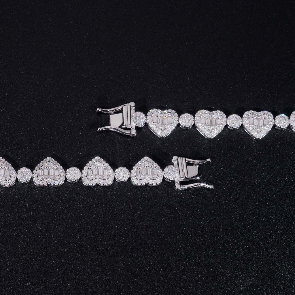 8.5mm Moissanite Heart Link Tennis Chain