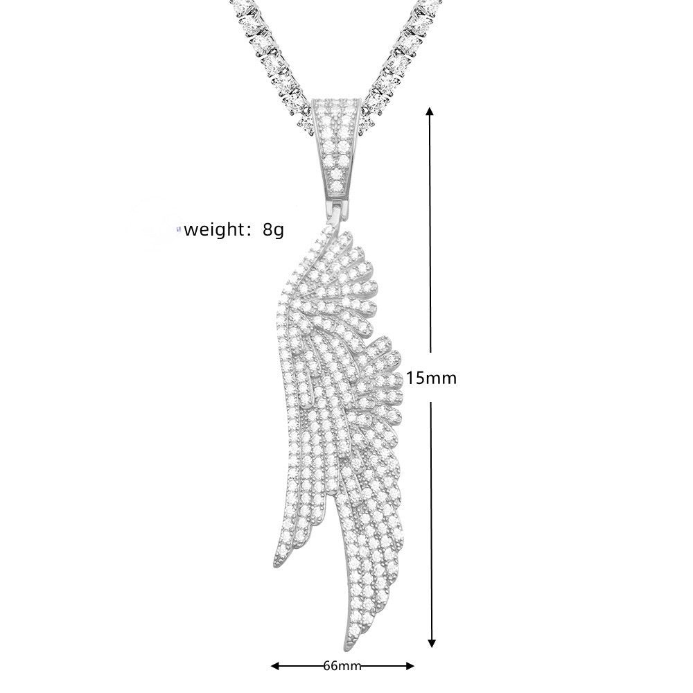 Large angel wing hip hop pendant size detail