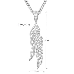 Large angel wing hip hop pendant size detail