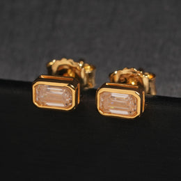 0.5ct Emerald Cut Moissanite Stud Earrings - 925 Sterling Silver — product image 3