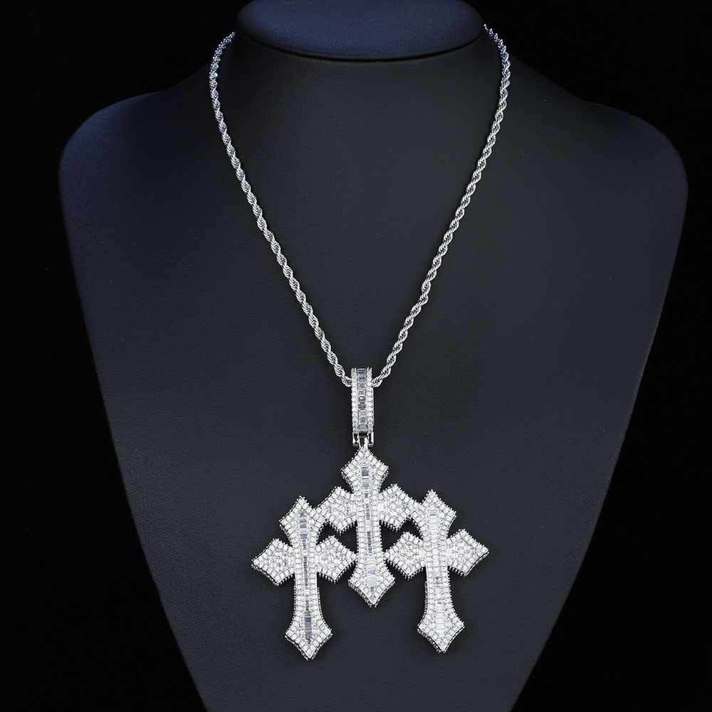 Iced Out 3 Cross Pendant- Miles Jewellery