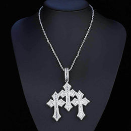 Iced Out 3 Cross Pendant- Miles Jewellery