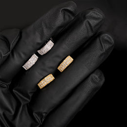 Iced Moissanite Huggie Hoop Earrings 2 Row - 925 Sterling Silver — product image 5
