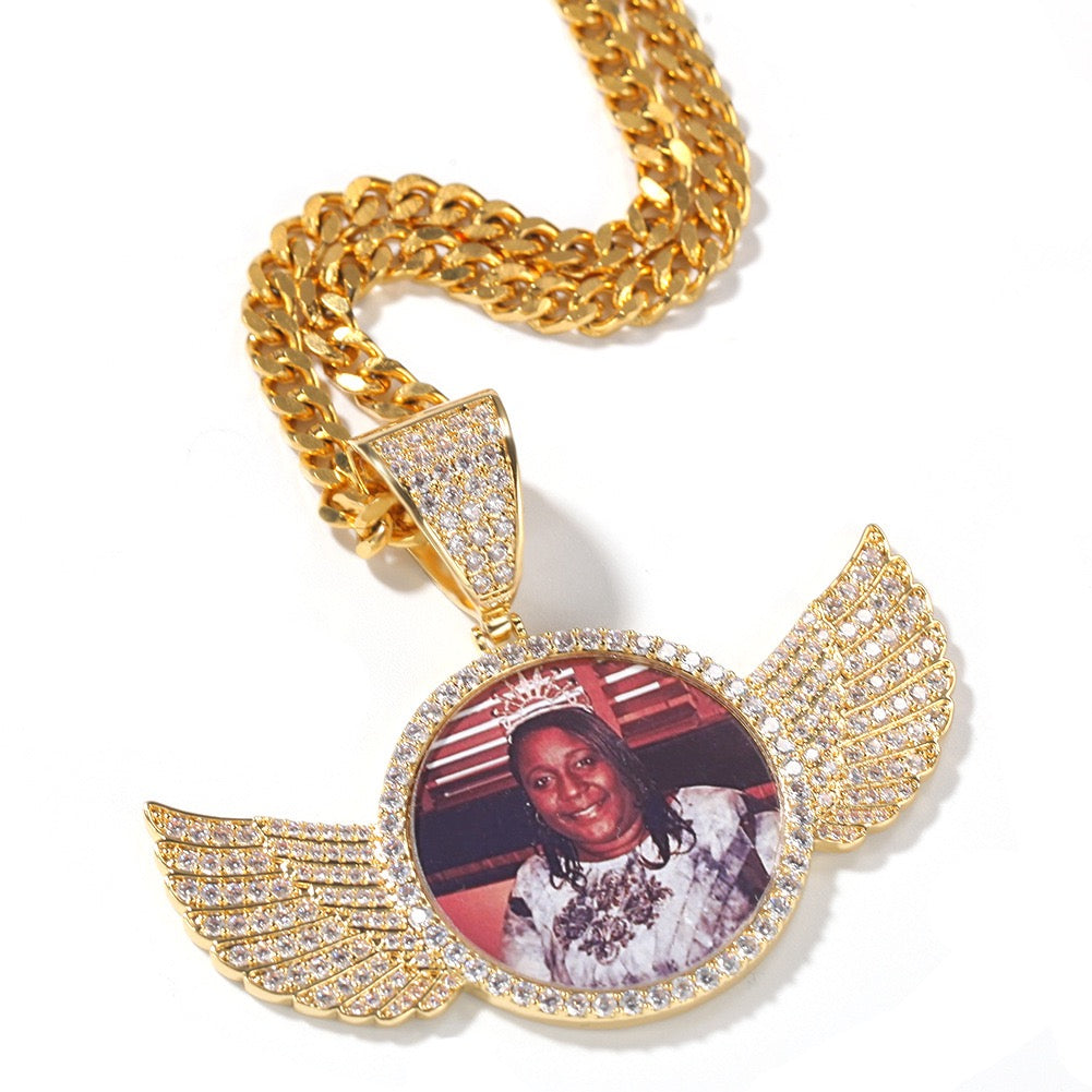 Custom Winged Photo Pendant