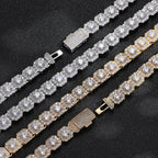 Close-up of 10/12mm Iced Out Halo Tennis Chain clasp detail - Miles Jewellery