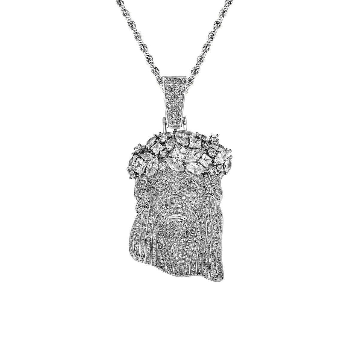 Iced out Jesus piece pendant silver