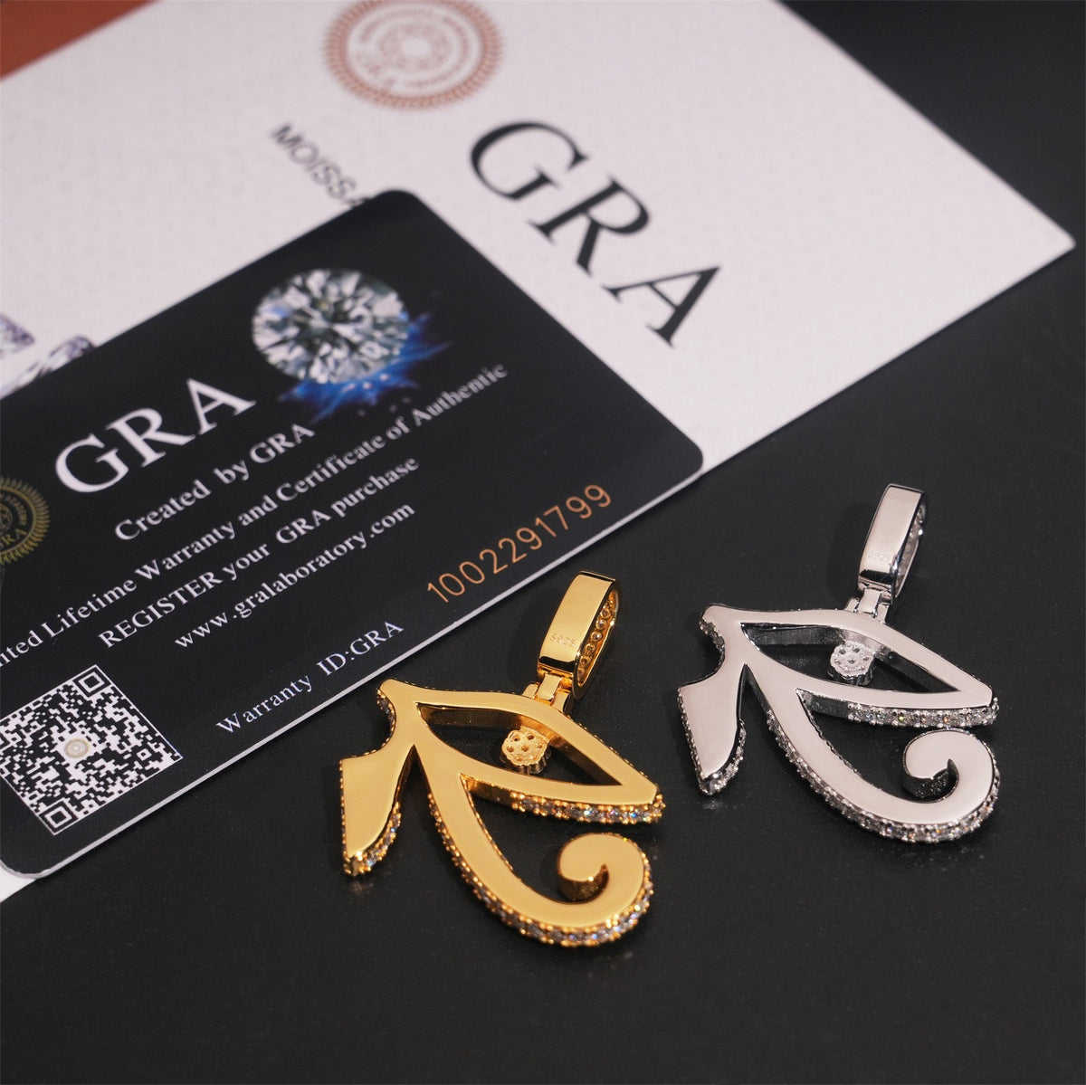 Iced Moissanite Eye of Horus Pendant - 925 Sterling Silver