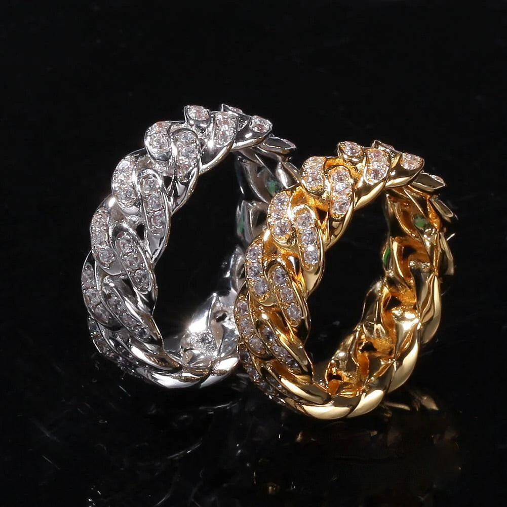 8mm Cuban Link Ring – Copper CZ- Miles Jewellery