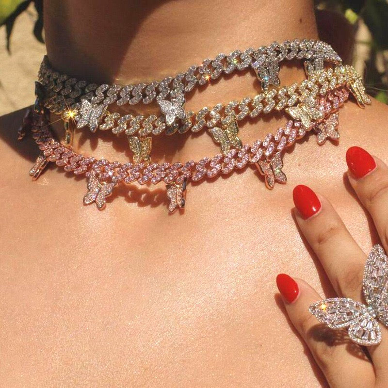 8mm Iced Butterfly Cuban Chain Necklace product image 4