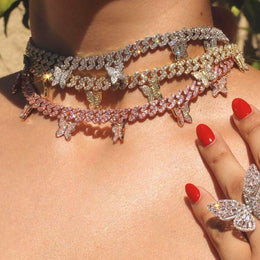 8mm Iced Butterfly Cuban Chain Necklace product image 4