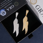 Iced Out Moissanite Angel Wing Pendant - 925 Sterling Silver