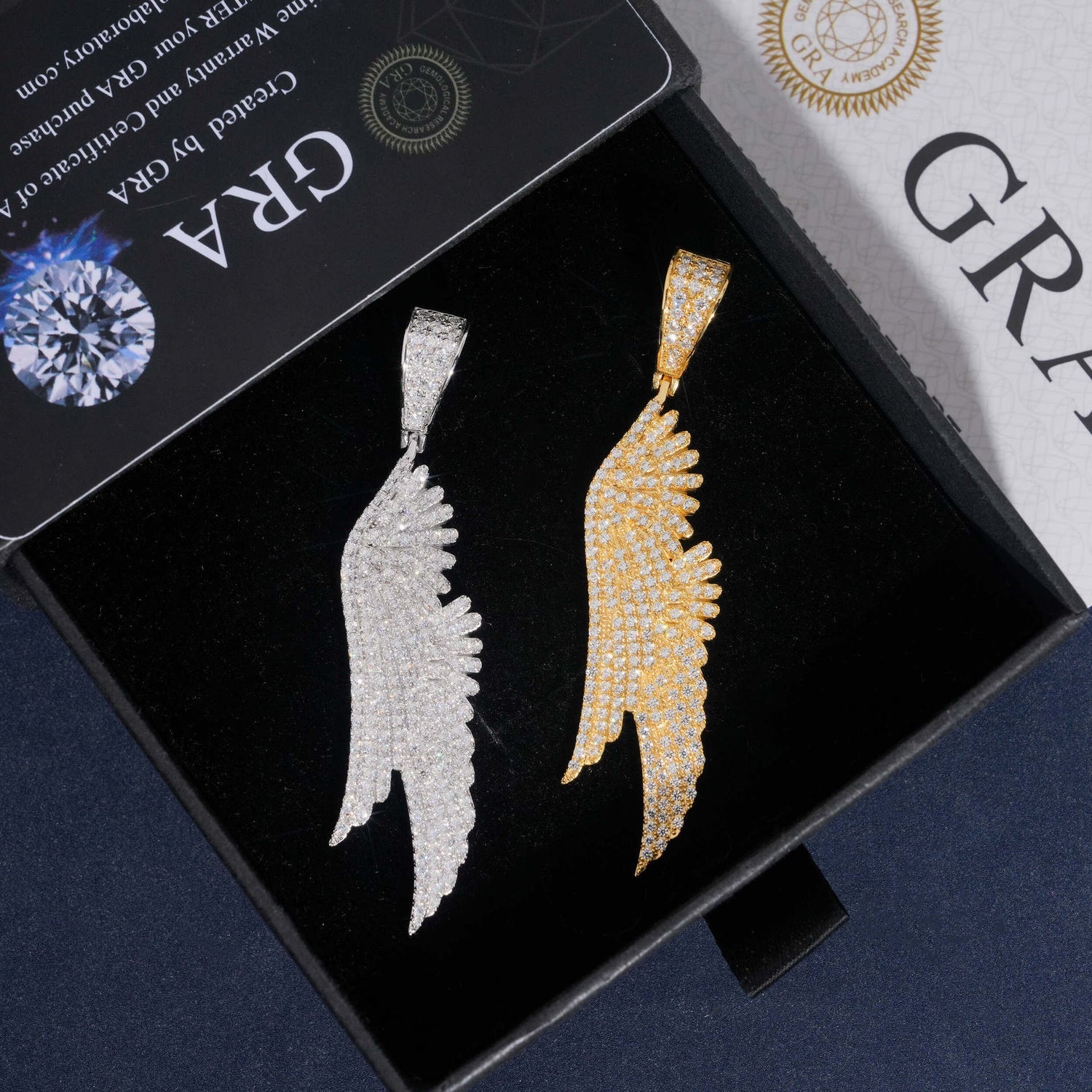 Iced Out Moissanite Angel Wing Pendant - 925 Sterling Silver — product image 6