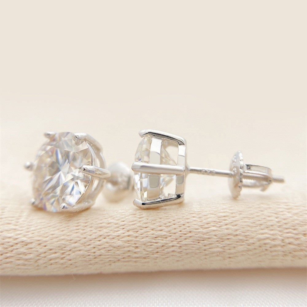 VVS1 D Color Moissanite Stud Earrings - Screw Back- Miles Jewellery