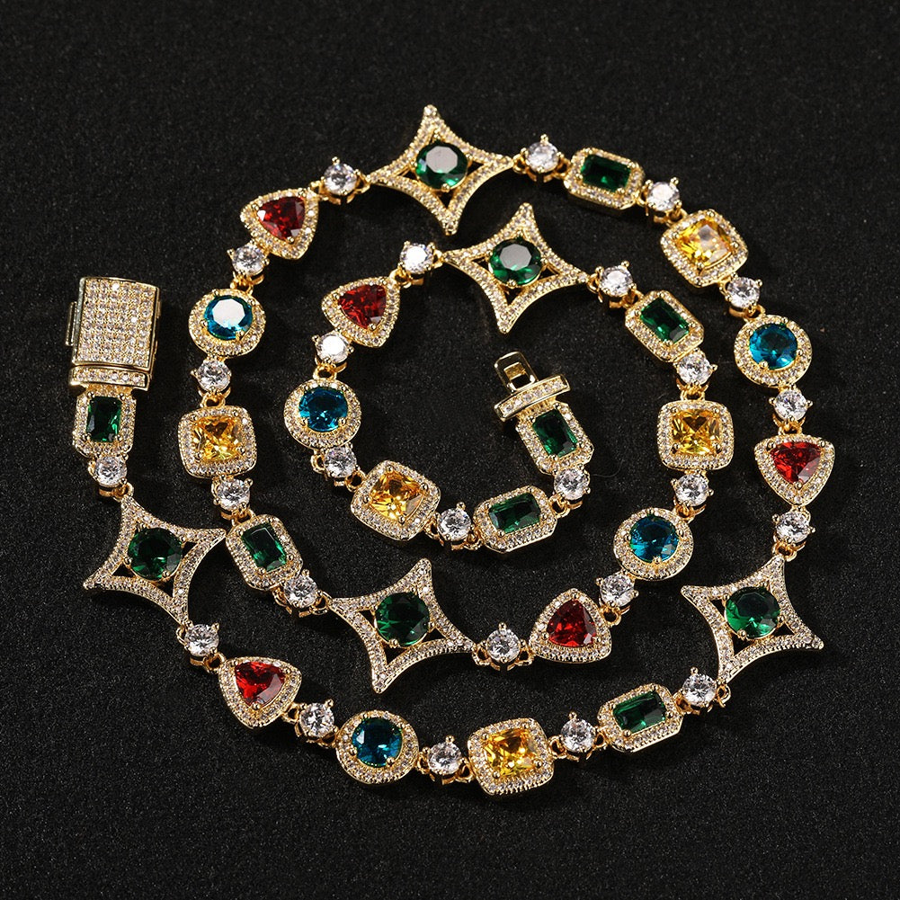 Iced Geometric Color Stone jewelry detail view 6