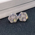 Moissanite Flower Stud Earrings S925 Sterling Silver - Screw Back