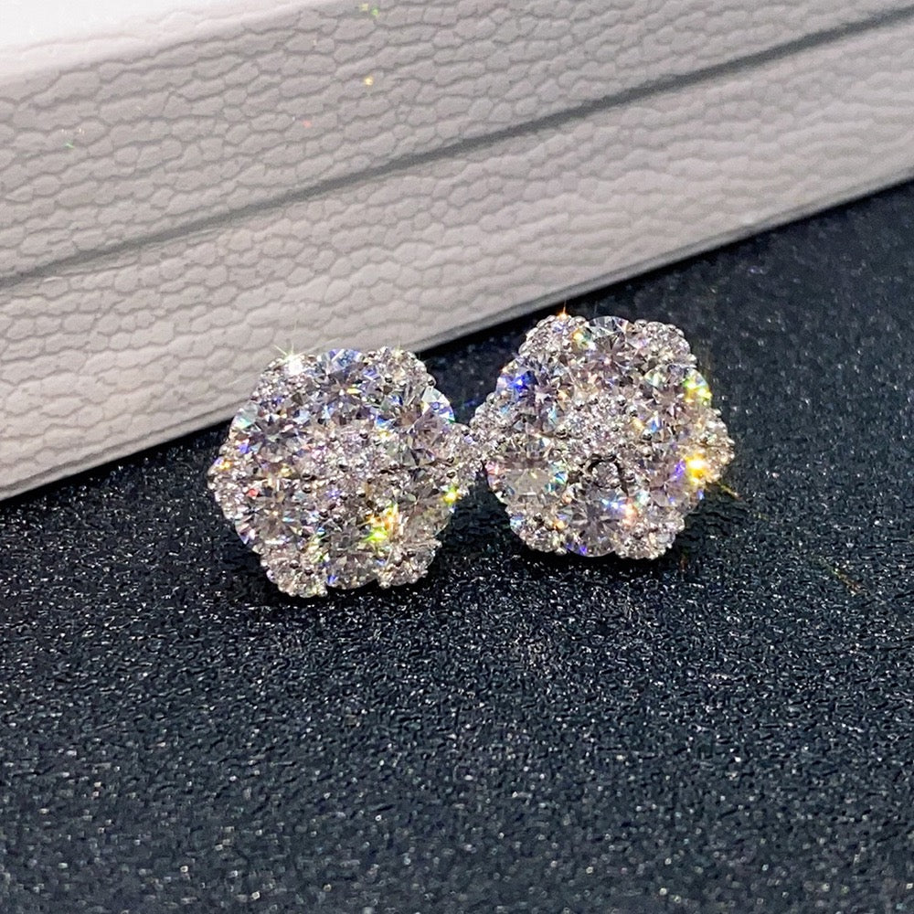 Moissanite Flower Stud Earrings S925 Sterling Silver - Screw Back — product image 4