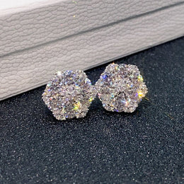 Moissanite Flower Stud Earrings S925 Sterling Silver - Screw Back — product image 4
