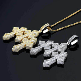 Iced Out 3 Cross Pendant- Miles Jewellery