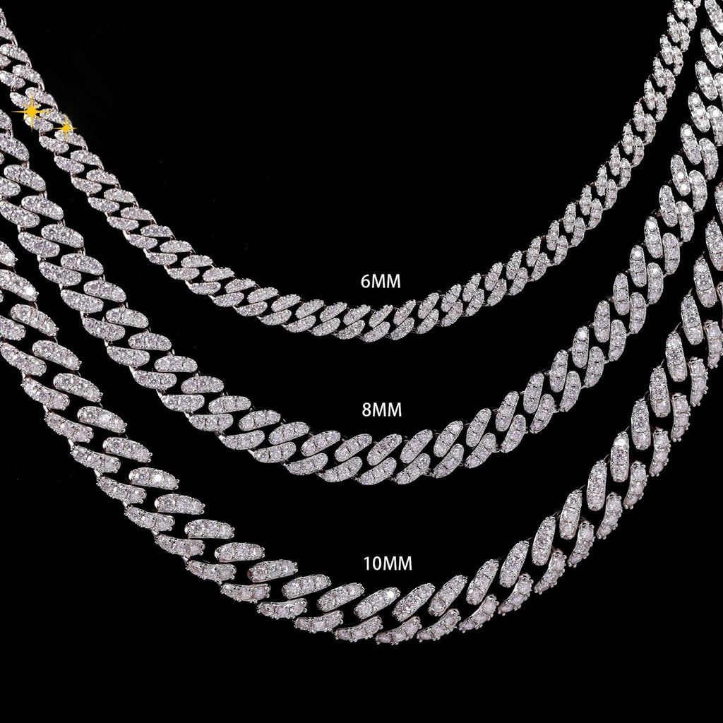 6mm VVS1 D Moissanite Iced Miami Cuban Chain Necklace- Miles Jewellery