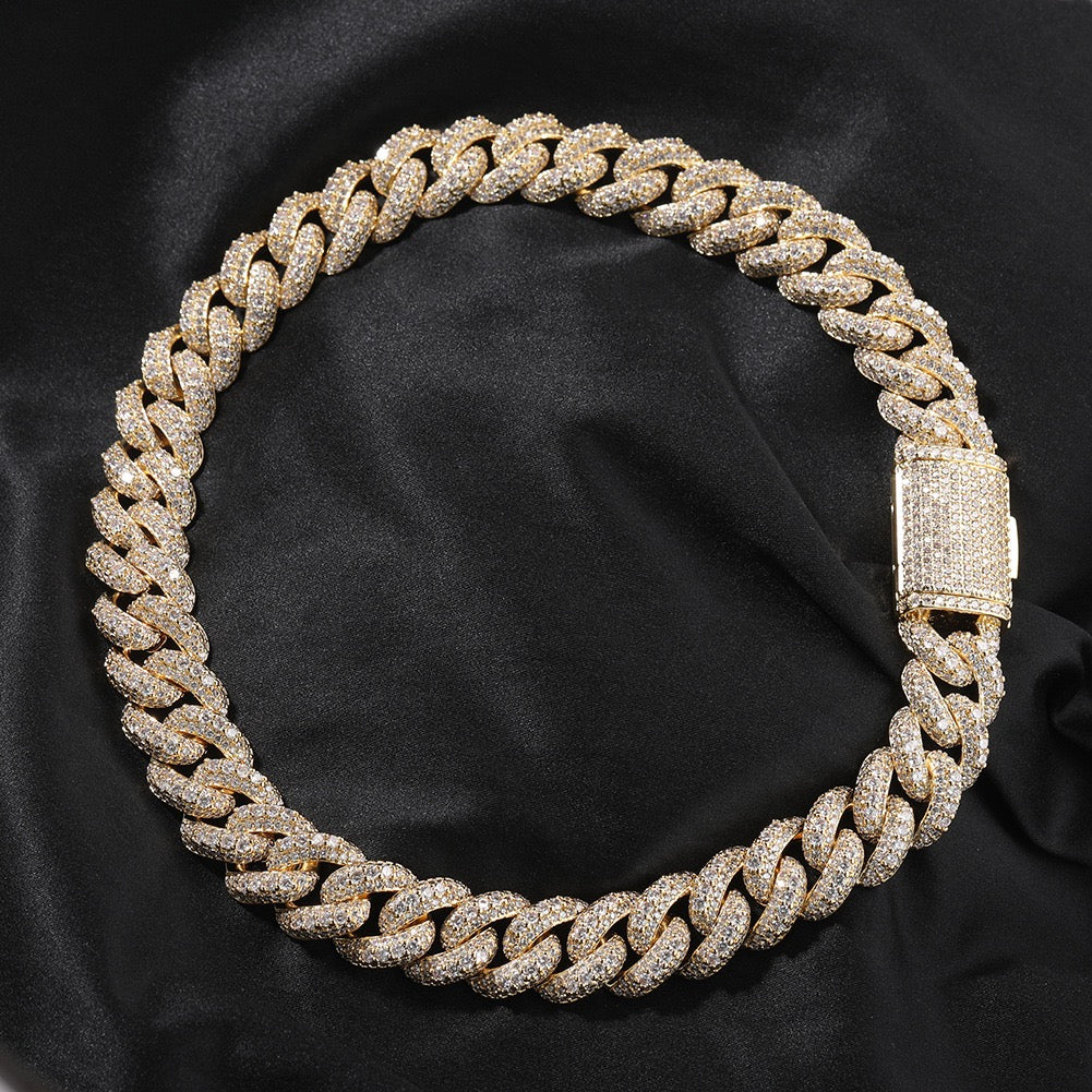 18mm Iced Box Clasp Cuban Chain Necklace