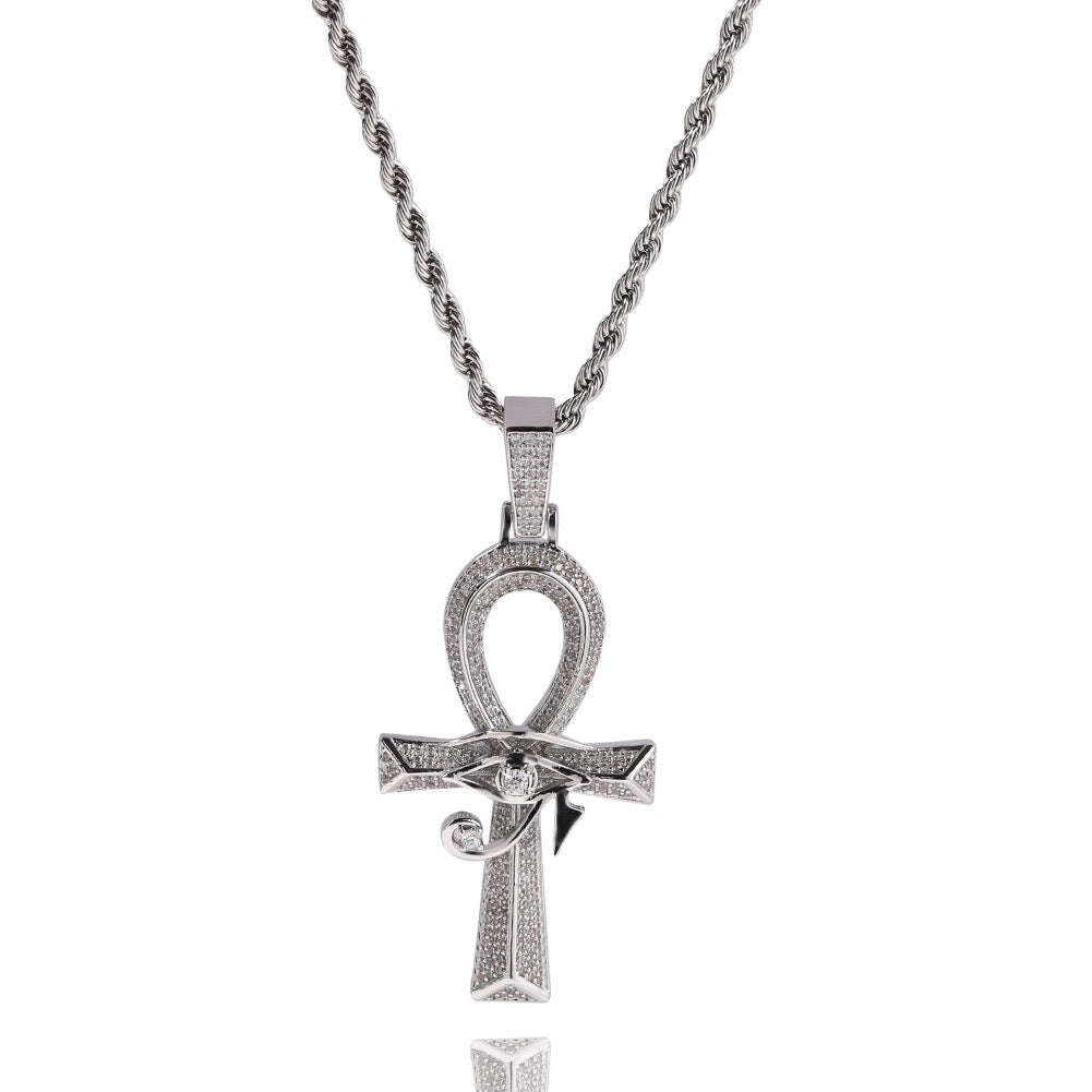 Iced Out Ankh Eye of Horus Cross Pendant