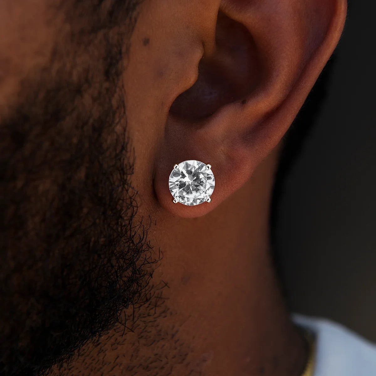 9mm Round Cut VVS Moissanite Stud Earrings – 925 Sterling Silver
