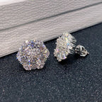 Moissanite Flower Stud Earrings S925 Sterling Silver - Screw Back