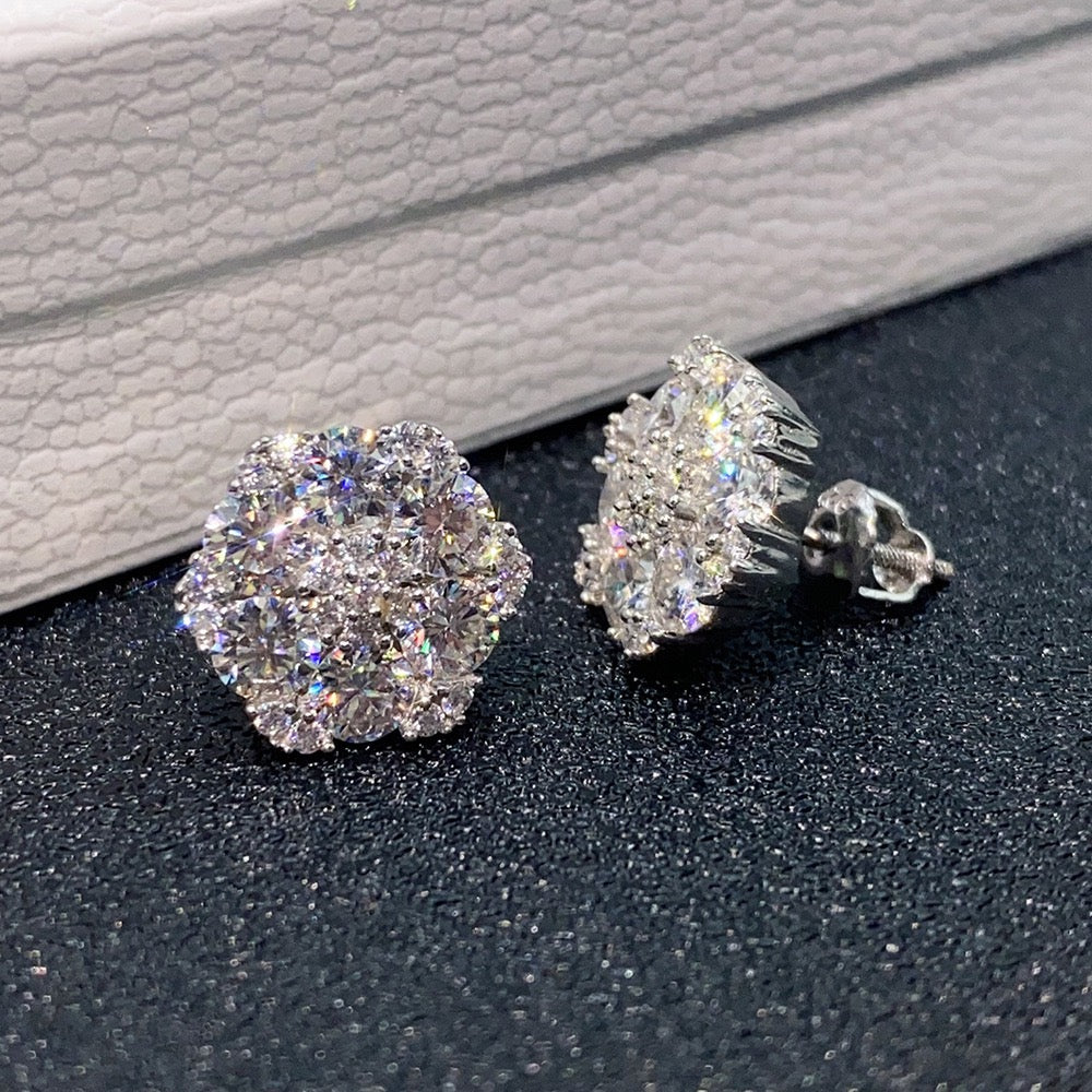 Moissanite Flower Stud Earrings S925 Sterling Silver - Screw Back — product image 9
