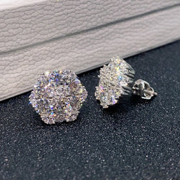 Moissanite Flower Stud Earrings S925 Sterling Silver - Screw Back — product image 9