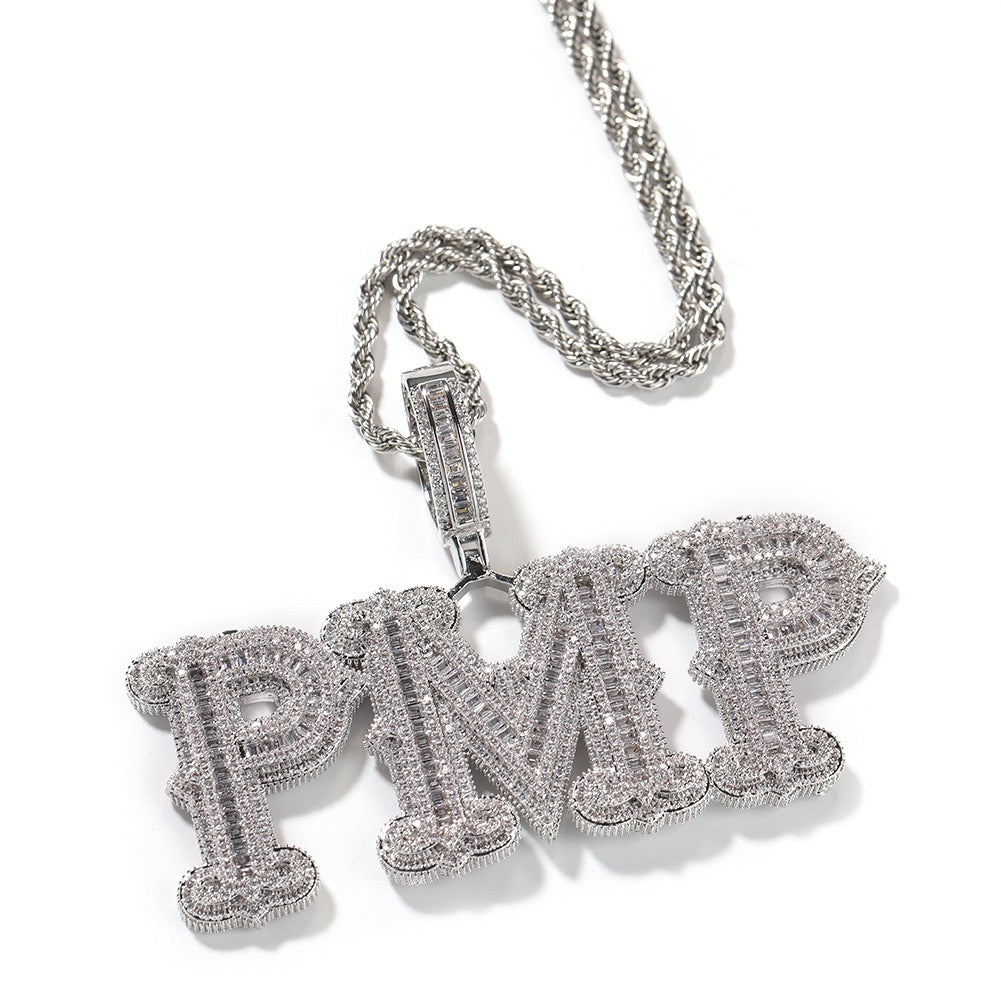 Custom Baguette Zircon Letter Pendant