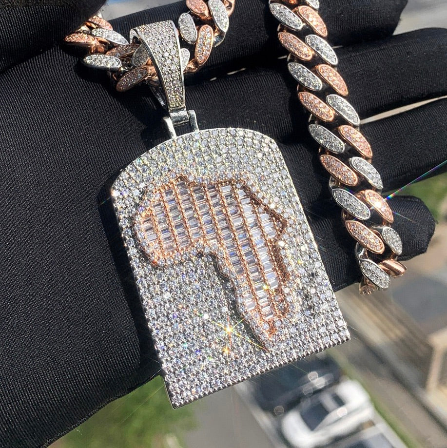 Iced Out Africa Map Pendant – Hip Hop CZ Diamond Africa Necklace- Miles Jewellery