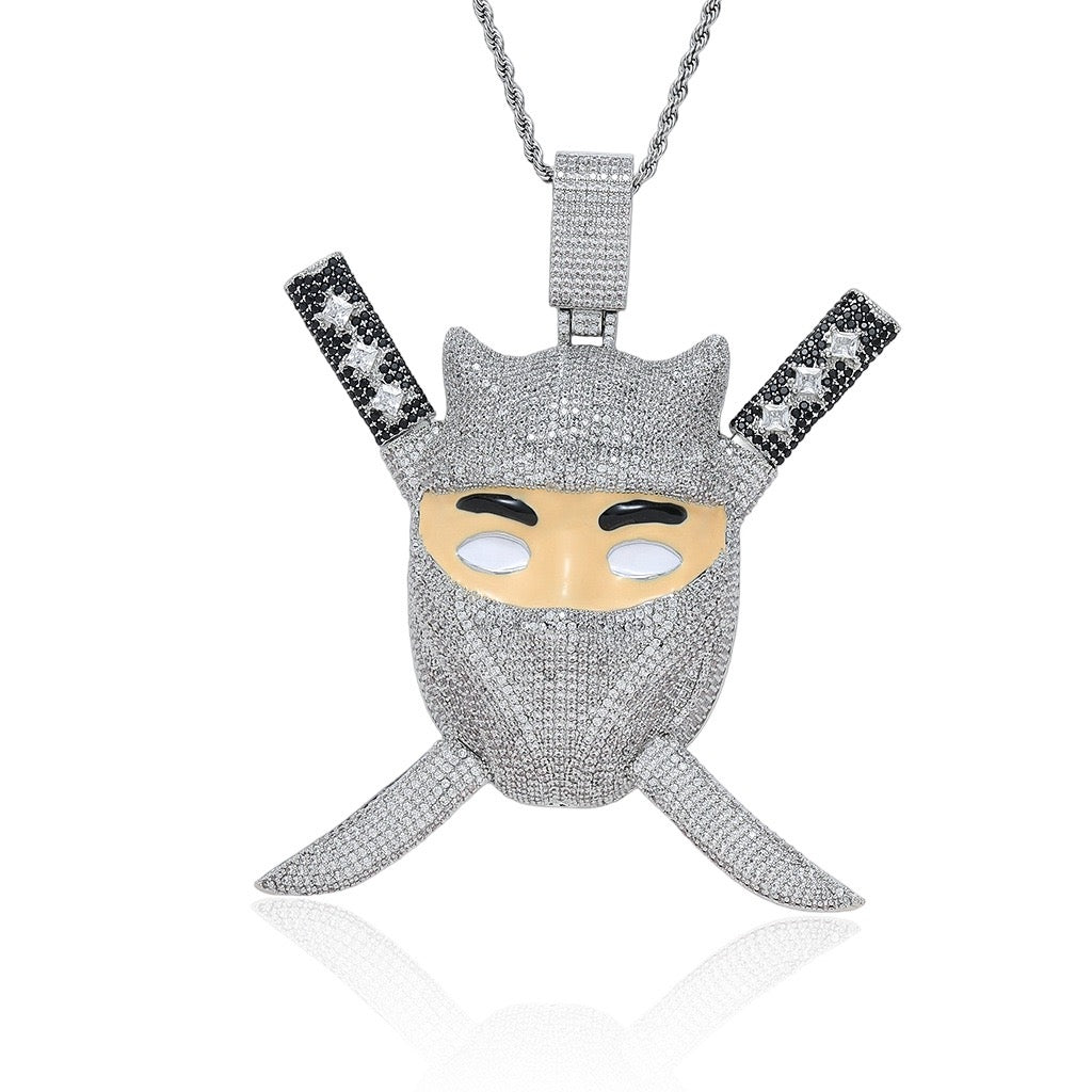 Iced Ninja Assassin Pendant – CZ Diamond Look, Hip Hop Jewelry- Miles Jewellery