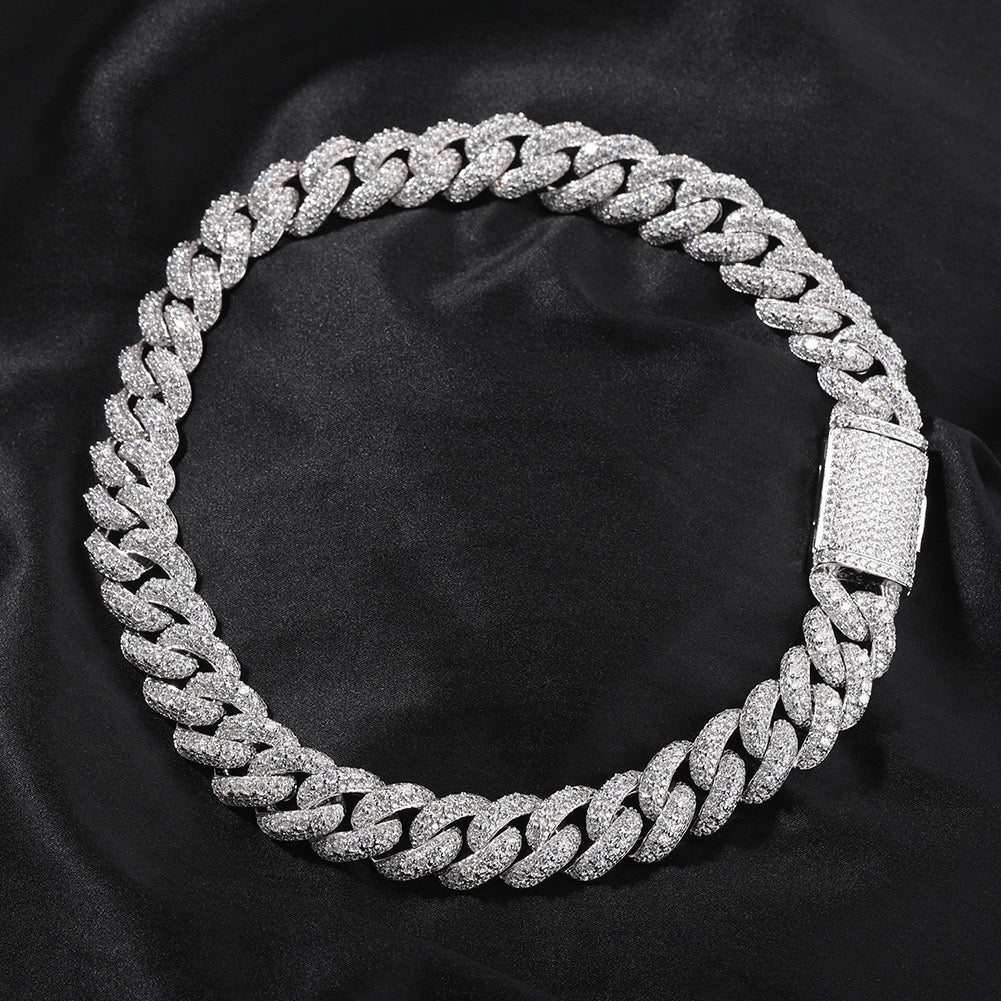 18mm Iced Box Clasp Cuban Chain Necklace