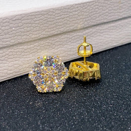 Moissanite Flower Stud Earrings S925 Sterling Silver - Screw Back — product image 10