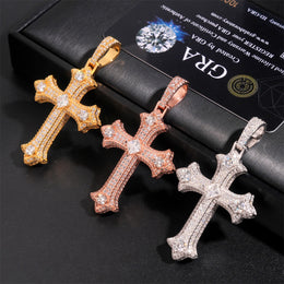 Moissanite Gothic Cross Pendant - 925 Silver Hip Hop Jewelry — product image 4